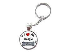 Personalised I Love My Beagle Split Keyring Dog Birthday Gift R135