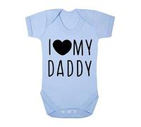 Personalised I love my Daddy name, family statement [BBY7] baby grow vest, 3-6 months, Pastel Blue