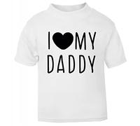Personalised I Love My Daddy Name, Family Statement [BBY7] Short Sleeve Cotton Toddler t Shirt, 1-2 Years, White