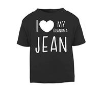 Personalised I Love My Grandma Name, Family Statement [BBY7] Short Sleeve Cotton Toddler t Shirt, 1-2 Years, Black