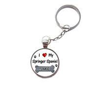 Personalised I Love My Springer Spaniel Dog Split Keyring Birthday Gift R136