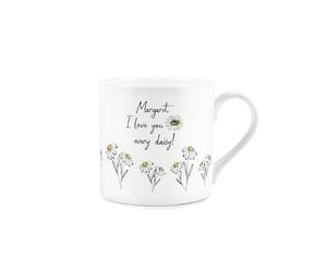 Personalised I Love You Every Daisy Anniversary Love Mug - Romantic Floral Custom Bone China Mug Gift - Tea/Coffee Drinks Cup Present