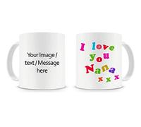 Personalised I Love You Nana with Your Own Image/Text Themed Fathers Day Birthday Christmas Inspired 11oz / 15oz Ceramic Mug. (11 OZ White Ceramic Mug)