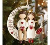 Personalised I Love You To The Moon And Back Couple Ornament Custom Name 2D Acrylic Boyfriend Girlfriend Moon Hanging Ornaments Gift For Wife Husband Couple Xmas Valentine's Day (style 9)