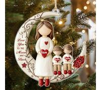Personalised I Love You To The Moon And Back Mom Christmas Ornament Custom Name 2D Acrylic Mom Son Daughter Moon Hanging Ornaments Gift For Family Mother Birthday Xmas (style 7)