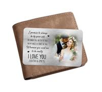 Personalised I Promise To Always Be By Your Side Couple Metal Wallet Card Custom Name Photo Funny Wallet Card Gift For Wife Husband Valentine Anniversary (S 18)