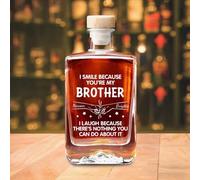 Personalised I Smile Because You're My Brother Whiskey Bottles Custom Name Funny Glass Bottle Decor Gift for Dad Brother Whiskey Lovers Party Birthday Xmas (Style 9)