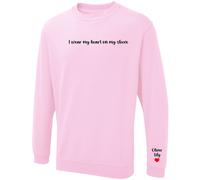 Personalised I Wear My Heart On My Sleeve Sweatshirt Pullover Kids Names Gift