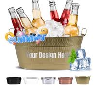 Personalised Ice Bucket - Custom Large Laser Engraved Text Drinks Cooler For Parties, Capacity Champagne & Beer Bucket - Ice Buckets For Parties,17.9" L X 11.4" W X 7.48" H (Bronze)