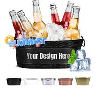 Personalised Ice Bucket - Custom Large Laser Engraved Text Drinks Cooler For Parties, Capacity Champagne & Beer Bucket - Ice Buckets For Parties,17.9" L X 11.4" W X 7.48" H (Black)