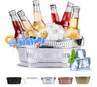 Personalised Ice Bucket - Custom Large Laser Engraved Text Drinks Cooler For Parties, Capacity Champagne & Beer Bucket - Ice Buckets For Parties,17.9" L X 11.4" W X 7.48" H (Silver)