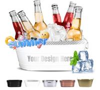 Personalised Ice Bucket - Custom Large Laser Engraved Text Drinks Cooler For Parties, Capacity Champagne & Beer Bucket - Ice Buckets For Parties,17.9" L X 11.4" W X 7.48" H (White)