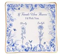 Personalised If Friends Were Flowers I'D Pick You Jewelry Plate Custom Name Birthday Month Flowers Ceramic Decor Plate Gift For Bestie Friend Birthday Xmas (style 1)