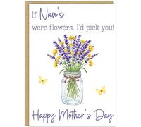 Personalised If Mum's Were Flowers I'd Pick You! Mother's Day Cards - Custom Add Own Name 11 Floral Design Card For Nanna, Mum, Grandma, Nana, Gran and More! (Purple & Yellow)