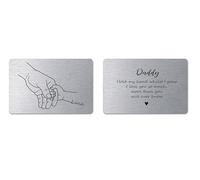 Personalised Illustrated Hands Metal Wallet Card for Dad - First Father’s Day Gift from Baby, Custom Wallet Insert Keepsake for New Dad, Daddy Gift from Son or Daughter