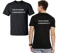 Personalised I'm A Celebrity, Campmate Custom Name Number Front and Back T Shirt Unisex Adult Top Black