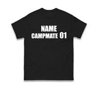 Personalised I'm a Celebrity Jungle Campmate T-Shirt - Custom Name & Number TV Show Fans Tee Novelty Gift for Men Women Fancy Dress Unisex Adults Top (Black(Back), S)