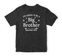 Personalised I'm Going to Be A Big Brother Kids T Shirt Baby Announcement Custom Date Boys Tee, 2-3 Years, Black