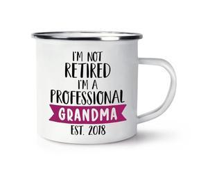 Personalised I'm Not Retired I'm A Professional Grandma Enamel Mug Cup