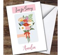 Personalised I'm Sorry Card For Anyone Bouquet Flowers Hand | Personalized Custom Unique Greetings Card For I'm Sorry Any Text Inside & Out