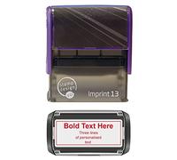 Personalised Imprint 13 Self Inking Business Address Stamp Bold Large Title with Three Lines of Text in Red Ink with a Border