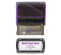 Personalised Imprint 13 Self Inking Business Address Stamp Bold Large Title with Three Lines of Text in Violet Ink with a Border