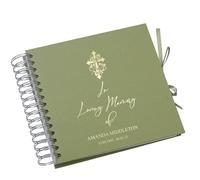 Personalised In Loving Memory Book, Spiral Bound Memorial Album, Customisable Memory Keepsake for Funeral Services With Cross (Olive Green)