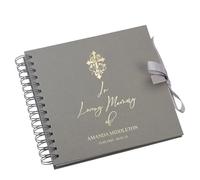 Personalised In Loving Memory Book, Spiral Bound Memorial Album, Customisable Memory Keepsake for Funeral Services With Cross (Grey)