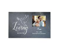 Personalised In Loving Memory Dove Photo Slate Grave Marker - Custom Message | Bereavement Gift for Cat & Dog Loss, Memorial Plaque for Garden | 25x15cm