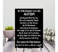 Personalised "In This House We Do Autism" Inspirational A5 Plaque - Unique Home Decor for Autism Awareness & Support - A5 Size for Display in Any Room (Mdf Wood Indoor Use Only, A4 30cm x 21cm)