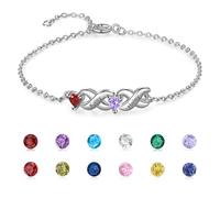 Personalised Infinity Birthstone Bracelet for Women - Custom Name Charm Bracelet, Jewellery Gifts for Mum Daughter Sister Girlfriend | Christmas, Birthday & Mother’s Day Gift (2 birthstones 2 names)