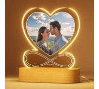Personalised Infinity Heart Night Light for Couples - Custom LED Lamp with Names & Date, Romantic Anniversary or Wedding Gift