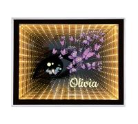 Personalised Infinity Mirror Customized Your Name, Desktop LED Night Light Makeup Mirror 2 in 1, Creative Customized Gifts for Couple, Family, Friends, Home Decoration Bedroom Office Living Room
