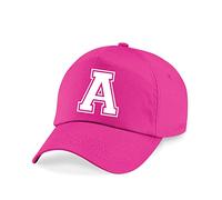 Personalised Initial Alphabet Baseball Cap Hat Funny School Children's Boys Girls Kids Unisex Cap (Fuchsia)