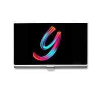 Personalised Initial Business Card Holder with Name/Text, Custom Cute Card Holder Case, Customised Cards Organizer for Men Friends, Design Your Own Funny Letter Printed Gift, Rainbow Letter Y