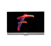 Personalised Initial Business Card Holder with Name/Text, Custom Cute Card Holder Case, Customised Cards Organizer for Men Friends, Design Your Own Funny Letter Printed Gift, Rainbow Letter F