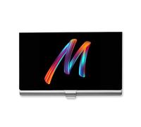 Personalised Initial Business Card Holder with Name/Text, Custom Cute Card Holder Case, Customised Cards Organizer for Men Friends, Design Your Own Funny Letter Printed Gift, Rainbow Letter M
