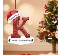Personalised Initial Christmas Ornaments 2025 Custom 26 Letters Christmas with Name 3D Resin Xmas Hanging Pendant Personalised 2025 for Family Friends (K)