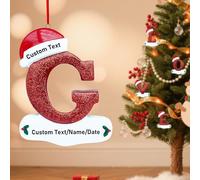 Personalised Initial Christmas Ornaments 2025 Custom 26 Letters Christmas with Name 3D Resin Xmas Hanging Pendant Personalised 2025 for Family Friends (G)