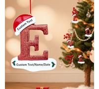 Personalised Initial Christmas Ornaments 2025 Custom 26 Letters Christmas with Name 3D Resin Xmas Hanging Pendant Personalised 2025 for Family Friends (E)