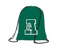 Personalised Initial Name Drawstring Bag Sport School PE Kit Boys Girls Gym Dance Swimming Unisex Bags (Green)