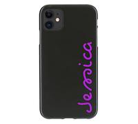 Personalised Initial Phone Case For Apple iPhone 17, 16, 15, 14,13, 12, 11, Pro Max, Mini, XR, XS, SE Love Purple Name on Gel Soft Black Phone Cover
