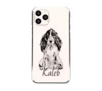 Personalised Initial Phone Case For Apple iPhones, 14, 13, 12, 11, Pro Max, Mini, XR, XS, Cocker Spaniel with Name/Initials on Clear Hard Phone Cover, Custom Dog Phone Case