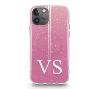 Personalised Initial Phone Case For Apple iPhones, 16, 15, 14, 13, 12, 11 Pro Max, Mini, Plus, Samsung, S24, S25 Gel Case Compatible with MagSafe, 2 Stroke Line Spots Pink Print with White Monogram