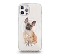 Personalised Initial Phone Case For Apple iPhones, 16, 15, 14, 13, Pro Max, Mini, Samsung S23, S24, S25 Clear Gel Case Compatible with Magsafe, French Bulldog with Initials, Custom Dog Phone Case