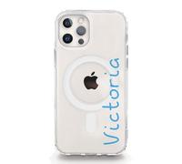 Personalised Initial Phone Case For Apple iPhones, 16, 15, 14, 13, SE Pro Max, Mini, Plus, Samsung S23, S24, S25 Clear Gel Case Compatible with MagSafe, Name Love Blue Name, Island Cover
