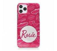 Personalised Initial Phone Case For Samsung Galaxy Phones, S25, S24, S23, S22, S21, S20 FE, Plus, Ultra, S10, S9, White Initials on Pink Icon Stickerbomb and Name Phone Case, Hard Phone Cover