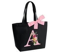 Personalised Initial Tote Bag, Waterproof Handbag for Women, Shopper Bag, Tote Bag with Inner Pocket and Zip, Gifts for Women, Mother, Best Friend, Bride and Bridesmaids A, a