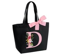 Personalised Initial Tote Bag, Waterproof Handbag for Women, Shopper Bag, Tote Bag with Inner Pocket and Zip, Gifts for Women, Mother, Best Friend, Bride and Bridesmaids D, d