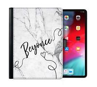 Personalised Initial Universal Case For Samsung Galaxy Tablets, S9, S9+, S9FE, S8, S7, A9, A9+, A8, A7, Grey Marble Print with Heart and Custom Name, 360 Swivel PU Leather Side Flip Wallet Folio Cover